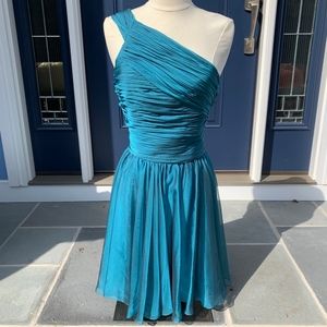 Halston Heritage Blue One-Shoulder Dress
